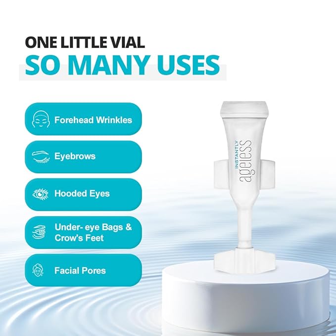 Instantly Ageless - Instant Face Lift Cream - Skin Care Anti Aging Face Cream - Wrinkle Tightener - Eye Cream For Puffiness and Bags Under Eyes - Facelift in a Box of 25 Vials with Makeup Brush