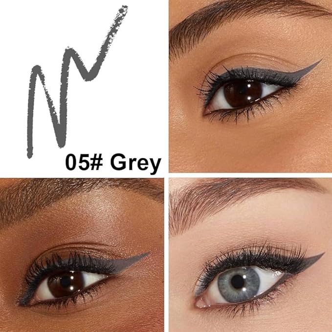 Retractable Creamy Eyeliner Eyeshadow Sticks for Eye Makeup, Ultra Pigmented Mechanical Eye Pencils, Smudge Proof Matte Satin Finish Formula, Longlasting, Vegan & Cruelty-Free (6 Pcs-Silver Gray-05)
