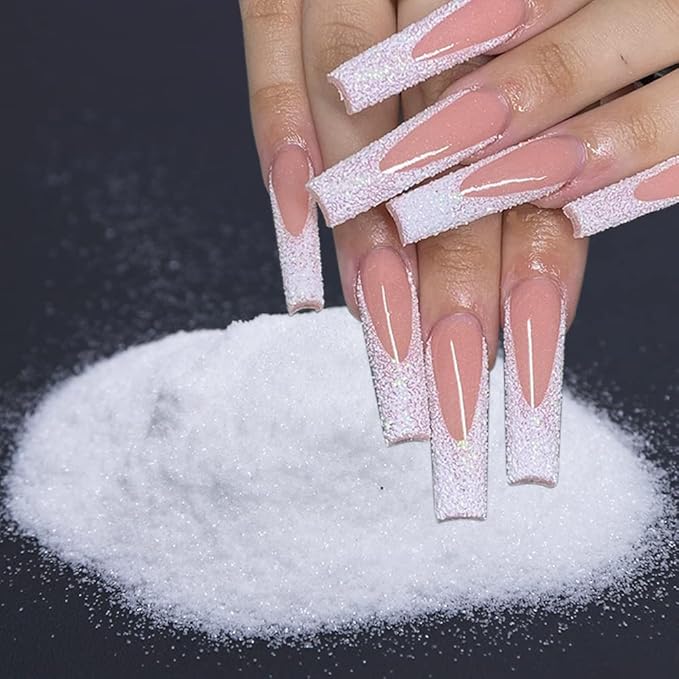4Jars Pearl Shiny Silver Nail Glitter Powder White Color Chrome Glitter Pigment Dust Iridescent Nail Gel Polishes Decoration Diamond Aurora Glitter Mermaid Chrome Nails DIY