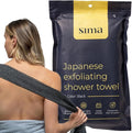 Sima Brand Exfoliating Washcloth Face & Body Scrub Towel - Japanese Exfoliating Towel with Hexagon Fibers, Body Scrubber with 2 Sides for Scrubbing & Washing, Extra Long Towels (Black, 3 Pack)