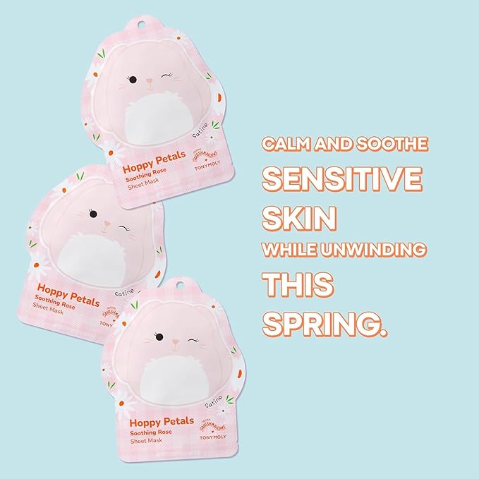 TONYMOLY x Squishmallows Sheet Mask Set (6 Pack), Hydrating & Brightening K-Beauty Masks, Cute Skincare Gift Set for Teens, Spa Night & Self-Care
