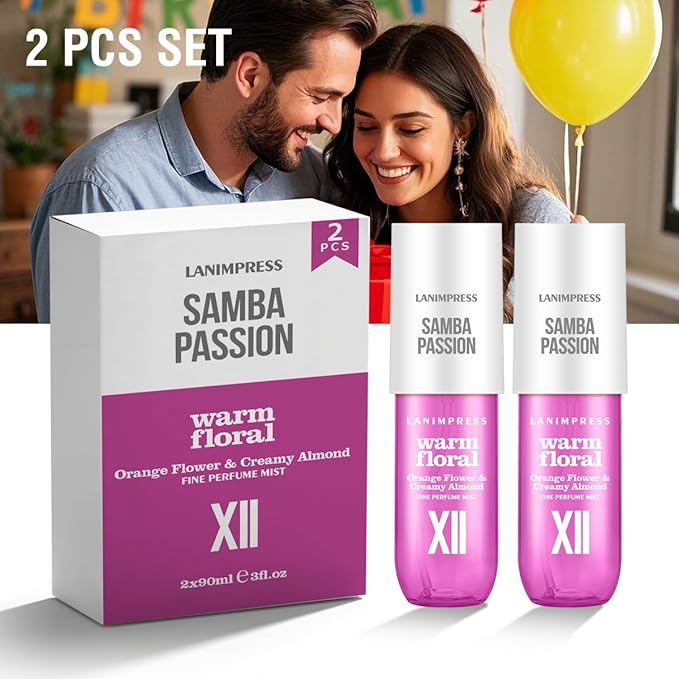 2 Pack 6 fl oz Hair Mist and Body Spray for Women（Eau De Parfum）,Warm Floral Perfume No.12，With Notes of Orange Flower,Creamy Almond