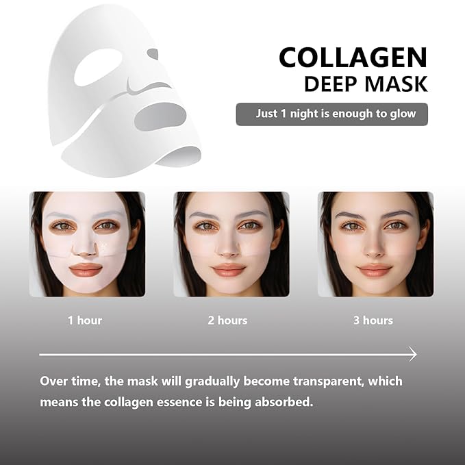 Sokgo Low Molecular Weight Collagen Overnight Hydrogel Mask, Enhances Skin Elasticity, Reduces Pores, Transforms from White to Transparent Upon Absorption Skin Care Treatment