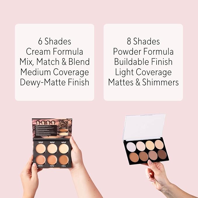 W7 Lift & Sculpt, Shape & Glow Set - 2 Full-Size Face Palettes - Cream Contour & Powder Duo Set