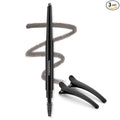 Eyebrow Pencil - Makeup Waterproof Brow Pencil with Triangular Tip, Dual-Sided Brow Brush, Precise, Fine Tip, Fills Brows Creates Natural Looking Brow, with Hair Clips - Gray