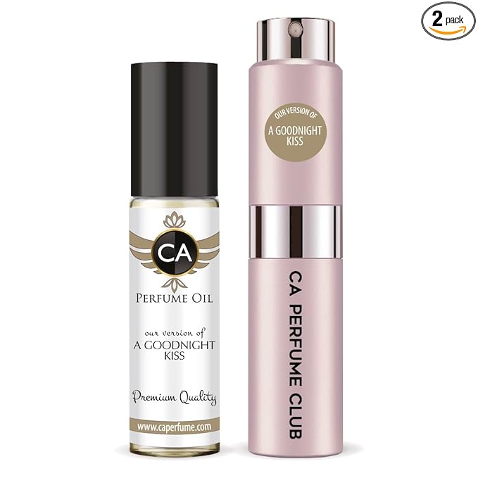 CA Perfume Duo Impression of A Goodnight Kiss For Women Perfume Layering Set Long Lasting Travel Size EDP + Body Oil Roll-On Bottle 0.27 Fl Oz+0.33 Fl Oz