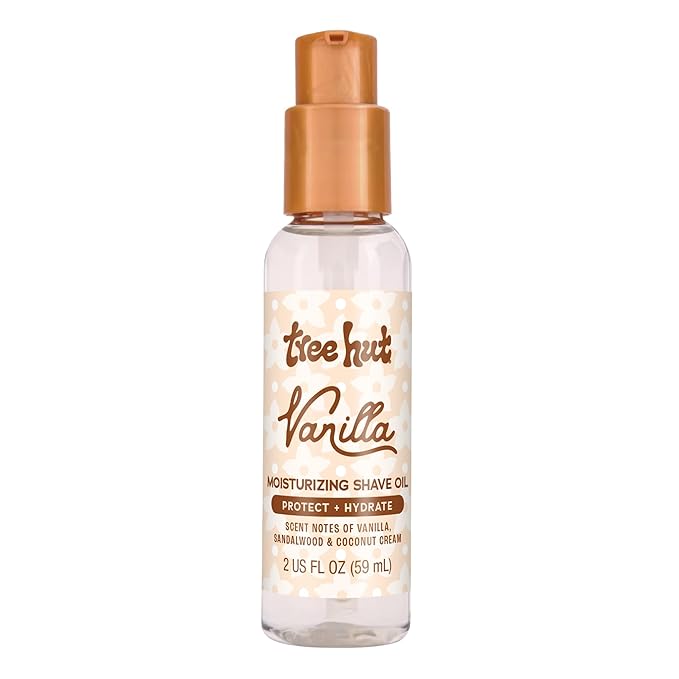 Tree Hut Mini Vanilla Moisturizing Shave Oil, Gel-to-Oil Formula, Ultra Hydrating Barrier for a Close, Smooth Shave, for all Skin Types, 2 Fl Oz