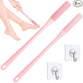 Toe Cleaning Brush,Foot Scrubber for Shower with 15.7" Long Handle Soft Silicone Cleaning Shower Brush Foot Care for Seniors,Elderly, Men and Women (Pink)
