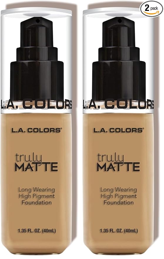 L.A. COLORS Truly Matte Foundation, Medium Beige | 1.35 Fl. Oz. | Pack of 2