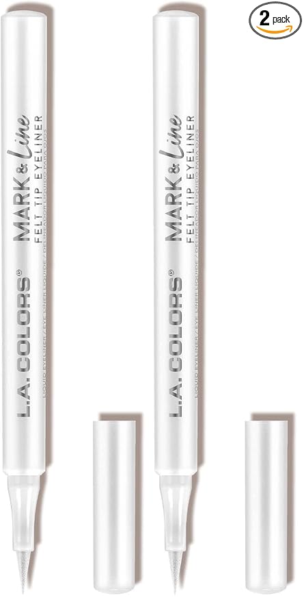 L.A. COLORS Mark & Line Felt Tip Eyeliner, Snow White CLE829 (Pack of 2)