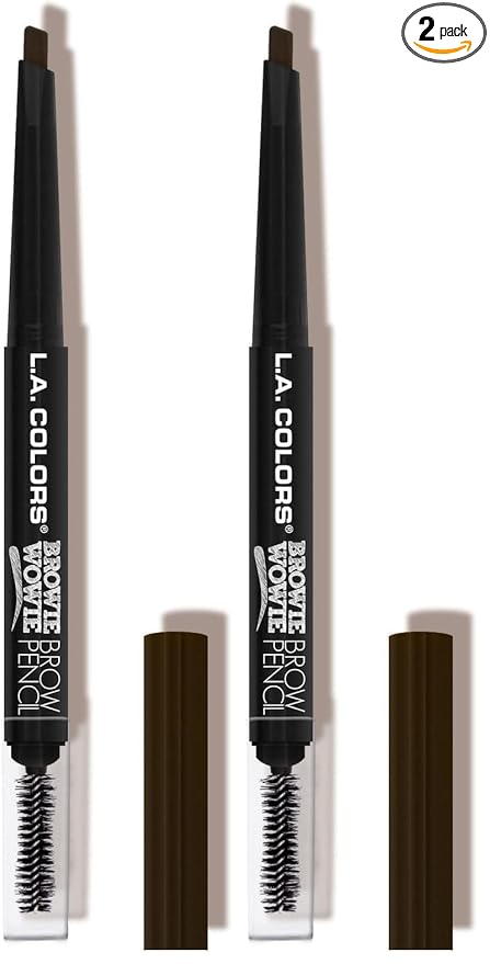 L.A. COLORS Browie Wowie Brow Pencil, Medium Brown CBP405 (Pack of 2)