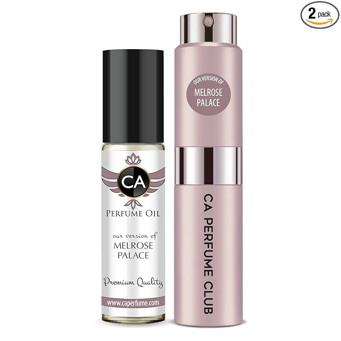 CA Perfume Duo Impression of Melrose Palace For Women Perfume Layering Set Long Lasting Travel Size EDP + Body Oil Roll-On Bottle 0.27 Fl Oz+0.33 Fl Oz