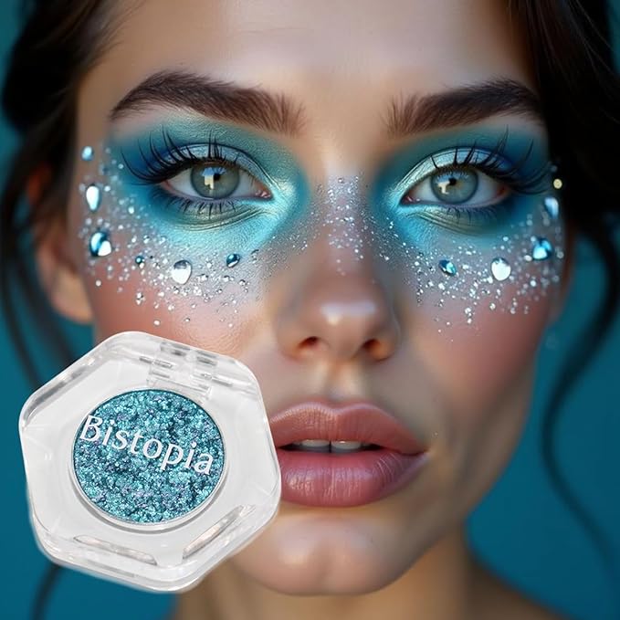 Chameleon Eyeshadow Collection, 14 Shades, Glitter Pressed Powder, Iridescent Shimmer Colors. (Stellar)