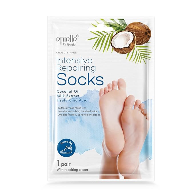 Epielle Assorted Foot Mask 5 Pairs, Deep Moisturizing Socks for Dry, Rough Feet & Cracked Heels, Soften with Shea Butter, Self Care Gifts for Women, Spa Kit, Mothers Day Gifts