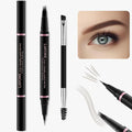 Eyebrow Pencil, 2-in-1 Waterproof Eyebrow Pen with 4 Tip Brow Pen and Ultra-Precise Brow Pencil, with Dual-ended Eyebrow Brush, Eyebrow Makeup for Natural Looking Eyebrows - Dark Brown