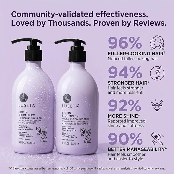 Luseta B-Complex Shampoo & Conditioner Set for Hair Strengthening, Routine shampoo and Conditioner for Women, Biotin Shampoo for Thinning Hair for Women and Men All Types 2 x 16.9oz