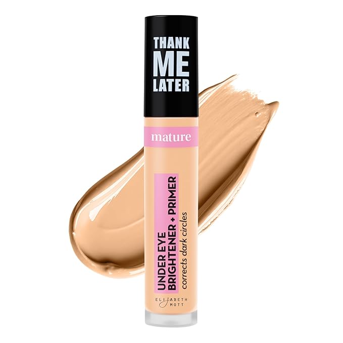 Elizabeth Mott Thank Me Later Under Eye Brightener & Primer – Hydrating Color Corrector and Concealer Primer for Dark Circles – Smooth Base for Mature Skin – Lightweight Formula, Medium Shade 5ml