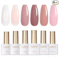 GAOY Pink Nude Gel Nail Polish Set, 6 Neutral Colors Jelly Milky White Soak Off UV Light Cure Gel Polish Kit for Salon and Nail Art DIY at Home