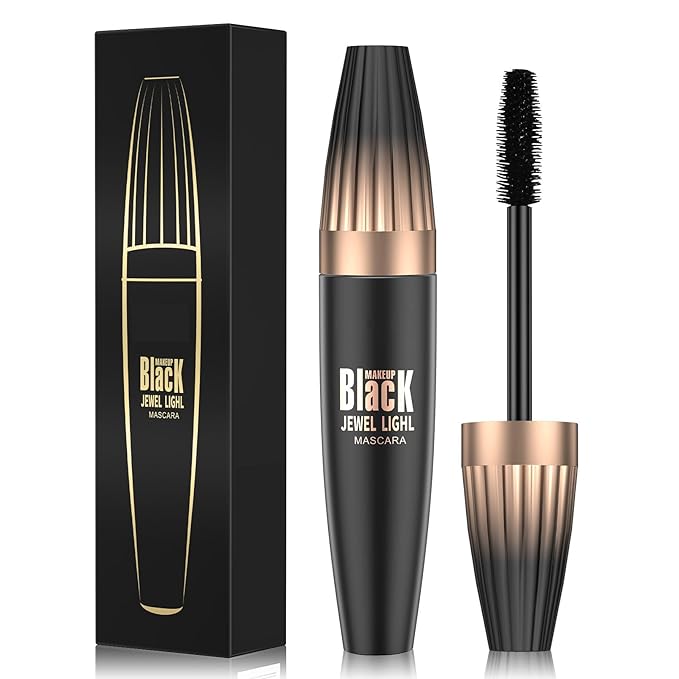 4D Silk Fiber Black Mascara, Volume & Length Lengthening Curling, Waterproof Smudge-Proof Tubing Mascara, Natural Lash Extension Look