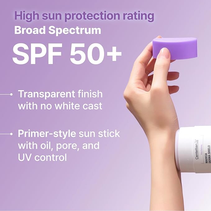 CENTELLIAN 24 Madeca Derma Shield Vital Airy Sun Stick Broad Spectrum SPF50+ 0.77 fl oz – Sebum Control Primer Matte Sunscreen Stick for Oily Skin, Pore Care, Lightweight No White Cast UV Protection