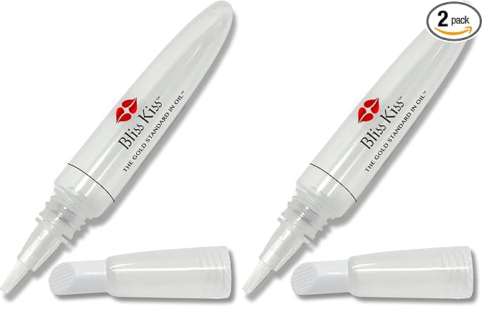 Bliss Kiss Refillable Cuticle Oil Pen for Nails - Empty 8 ml Squeeze Nail Oil Pen with brush applicator from 2-Pack