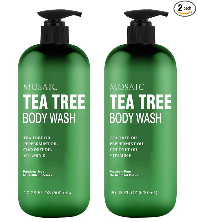 AnatoliaDaphne Tea Tree Body Wash and Shower Gel with Vitamin E for Jock Itch, Eczema, Ringworm, Body Odor, Body Wash Women & Men with Added Body Oils,LARGE 20.2 FL Oz Bottle (Tea Tree, Pack of 2)