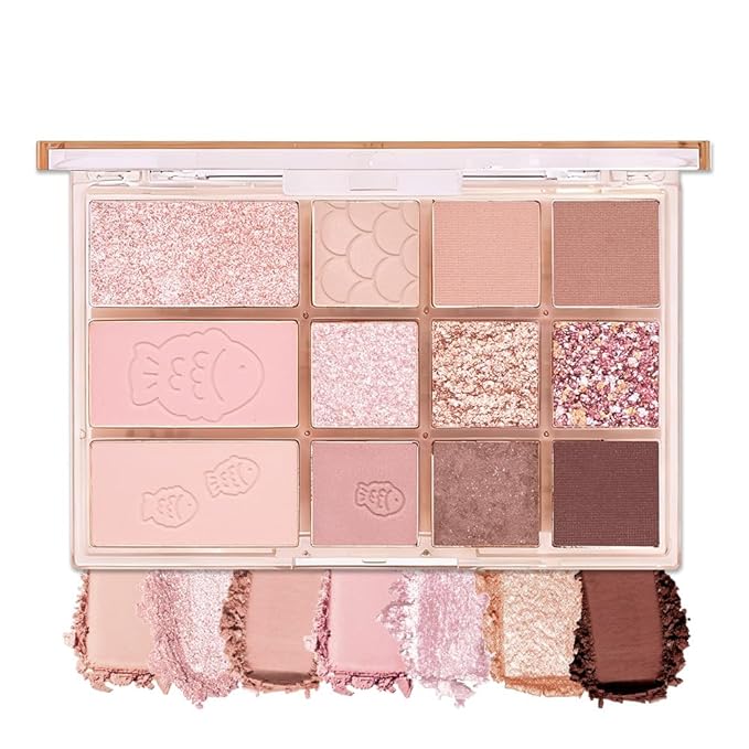 AMY'S DIARY Pink, Nude, and Shimmer Eyeshadow Eye shadow Makeup, 12 Colors Shiny Sparkle Shimmer Glitter Eyeshadow Waterproof Pallete Eye Make Up (12-03)