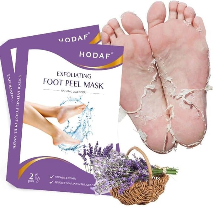 HODAF Foot Peel Mask 2 Pack Peeling Foot Mask - Repairs Heels & Removes Dry Dead Skin Baby Soft Feet - Men Women Exfoliating Foot Peel Mask for Dry Cracked Feet Callous Remover (Lavender)