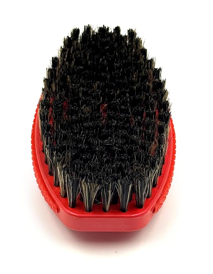 Crown Quality Products 360 Sport Wave Caesar 2.0 Boar Bristle Hairbrush, Medium, Triple Candy Apple Red - Non-Slip Grip, Waterproof Design - The Ultimate 360 Wave Brush