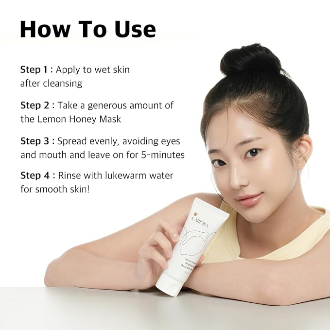 Lemon Honey Face Mask for Hydrated, Balanced Skin - 5-Minute Rinse-Off Facial Mask with Gentle Exfoliating Sugar, Soft After-Feel & Fresh Glow, 3.52 oz (100 g)
