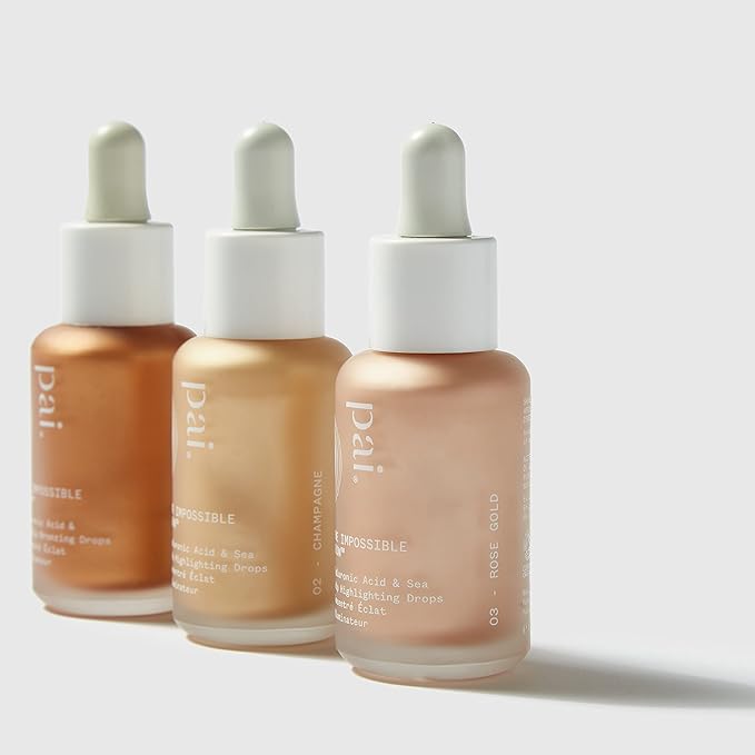 Pai Skincare - The Impossible Glow Organic Hyaluronic Acid + Sea Kelp Glow Drops | Natural, Vegan, Sensitive Skincare (Rose Gold, 0.34 fl oz | 10 ml)