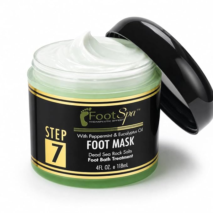FOOT SPA - Cream Mask for Foot, 4 Oz With Peppermint and Eucalyptus Oil - Pedicure Massage for Tired Feet and Body, Hydrating, Fresh Skin