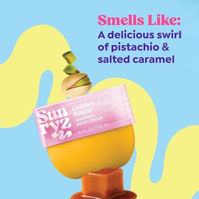 PDC Brands Sunryz Limited Edition Summer Scented Body Wash and Whipped Body Cream Duo, Golden Sugar, 12 FL OZ Body Wash, 8 OZ Body Cream, 2 Piece Set