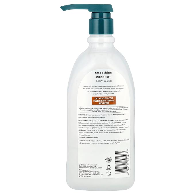 JASON, Smoothing Body Wash oz, Coconut, 30 Ounce