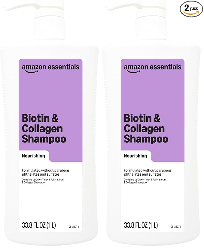 Amazon Essentials Biotin and Collagen Shampoo 33.8 Fl Oz 2 pack