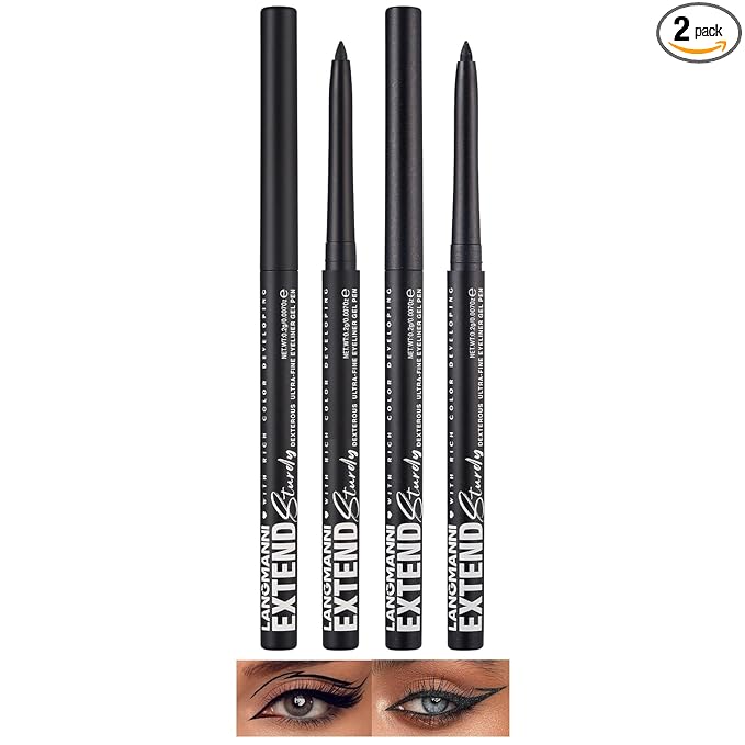 LANGMANNI 2Pcs Metal Colorful Eyeliner Pencil Set - Matte & Shimmer Eye Makeup,Smooth Use Long-Lasting & Waterproof Eyeliner Set(#11+12)