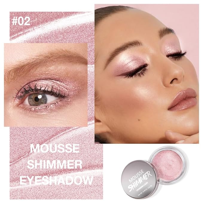 FeiCuiYun Cream Glitter Pale Pink Shimmer Metallic Eyeshadow Palette Makeup For Mature Women, Natural Single Mini Instant Holographic Eyeshadow, Sombras Crema Para Ojos, Talc, Paraben & Cruelty Free