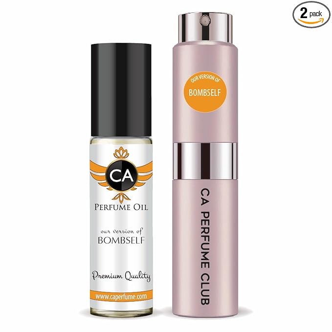CA Perfume Duo Impression of Bombself For Women Perfume Layering Set Long Lasting Travel Size EDP + Body Oil Roll-On Bottle 0.27 Fl Oz+0.33 Fl Oz