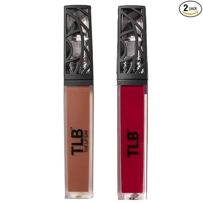 The Lip Bar - Nonstop Liquid Matte Lipstick 2-Pack, Naturalista (Soft Brown) + Rich Auntie (Deep Berry) - High Pigment - One Swipe - Long Lasting - Jojoba Oil & Vitamin E - Vegan - Make Up -.24 fl oz