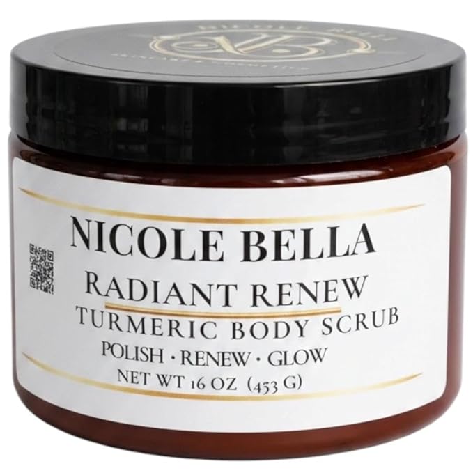 Turmeric Body Scrub- Exfoliating Sugar Scrub for Glowing Skin, Brightening & Dark Spot Care, Smooths Texture, Radiant Renew, 16 oz