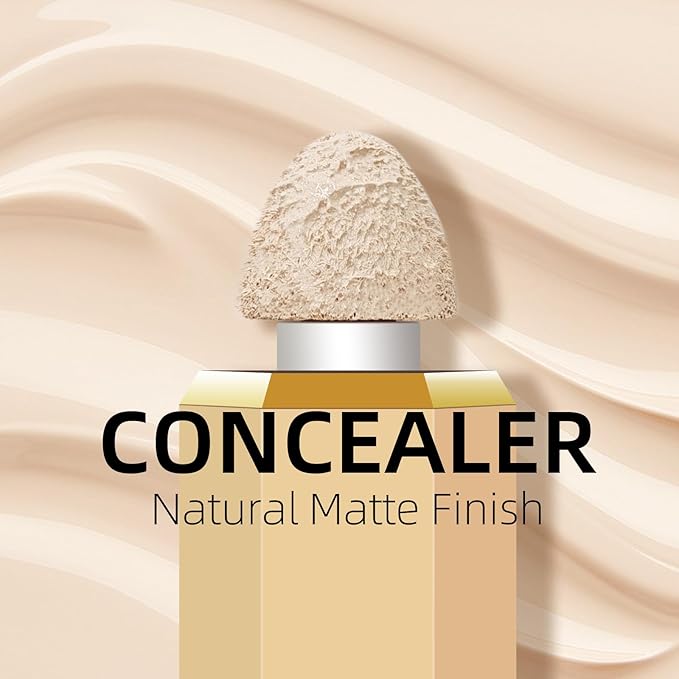 Liquid Concealer Makeup, Full Coverage Cream Face Concealer with Cushion Applicator, Highly Pigmented, Natural-Looking, Hydrating, Waterproof (#04 Ivory)