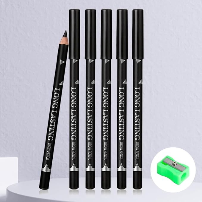 FeiCuiYun 6Pcs Eyebrow Pencils for Women, Wooden Hard-Core Black Eyebrow and Eyeliner Pencil, Long Lasting Waterproof and Sweat-Proof, Beginner Makeup Brow Pencil, Create a Natural Eye Brow Makeup