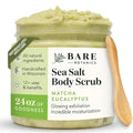 Bare Botanics 24oz Matcha Eucalyptus Sea Salt Body Scrub | Non-toxic, Vegan & Cruelty-free | Made in Madison, WI | Full Body Exfoliator & Hydrating Moisturizer with a Cute Wooden Spoon