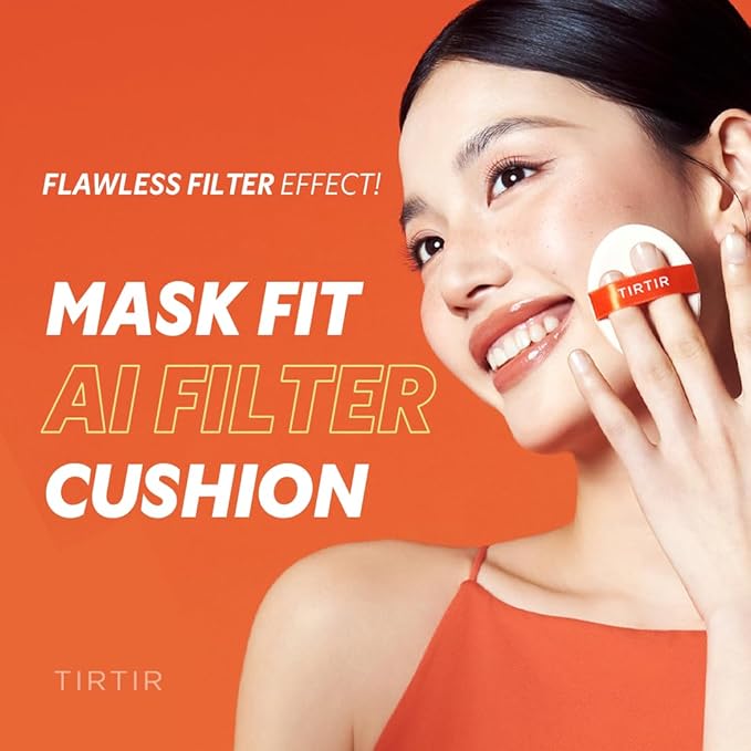 TIRTIR Mask Fit Ai Filter Cushion Foundation | AI-Like Semi-Matte Finish - Up to 72-Hour Medium to Full Coverage Korean BB Cushion Make up Beauty, #21C Cool Ivory, 0.63 Fl Oz