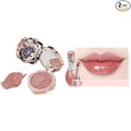 Flower Knows Little Angel Cream Blush and Butterfly Cloud Collar Glossy Lipstick Set,Buildable & Blendable Dewy Makeup,Soft Long-Lasting Cute Make Up(Blush 04 Rose Ashes + Lipstick C07 Red Bean)