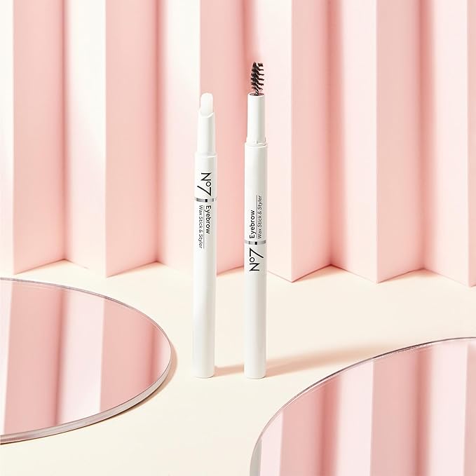 No7 Brows Wax Stick & Styler - Clear Eyebrow Wax with Built-In Brush for Setting, Taming & Styling Brows - Great for a Fuller, More Volumized Look (0.24 oz)