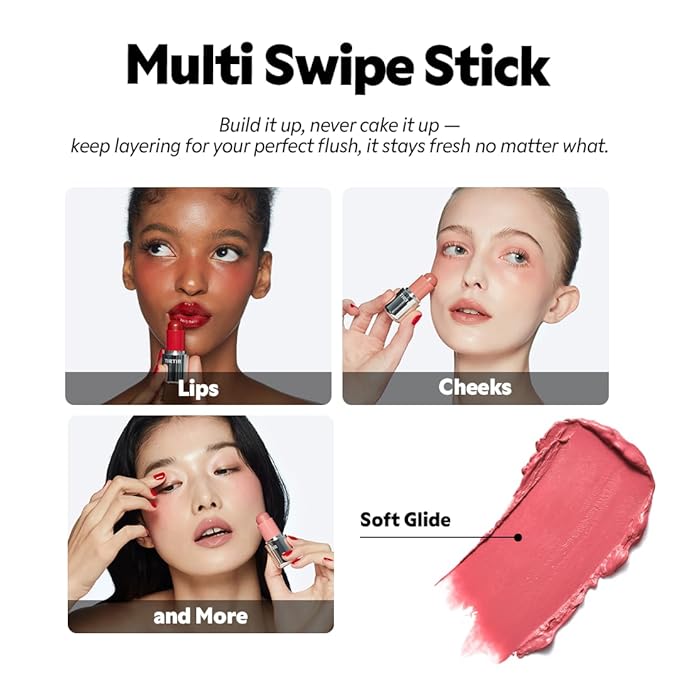 TIRTIR Mood Glider Lip & Blush Stick | Multi Use for Lip and Cheek with Creamy Buildable Texture and Natural Glow Color #02 Rose Drizzle, 0.13Oz