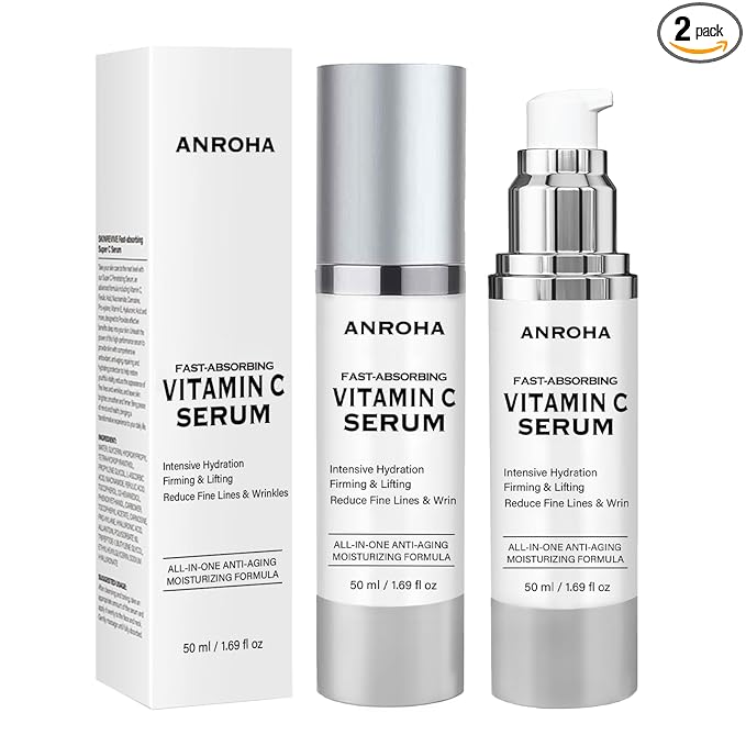 Vitamin C Serum for Women over 70, Vitamin C Serum for Mature Skin Face Hydrates, Firms, Lifts, Targets Age Marks, Wrinkles and Smoothes Skin Texture 1.69 fl oz Pack of 2