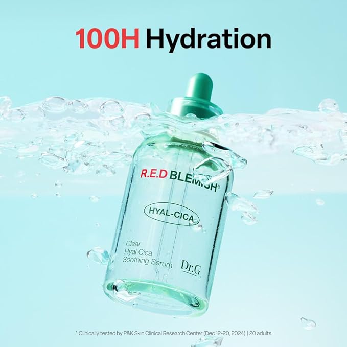 Dr. G R.E.D. Blemish Clear Hyal-Cica Soothing Serum - Korean Skincare - Long-Lasting, Hydrating Serum for All Skin Types - Cools Skin Temperature - Hyaluronic Acid & Centella Asiatica - 1.69 fl oz
