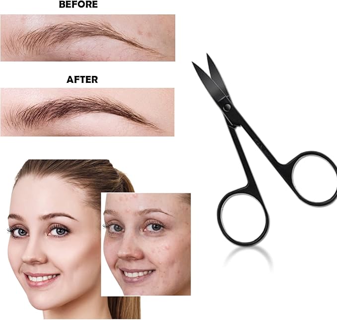 Eyebrow Razor Kit, 9 in 1 Professional Eyebrow Grooming Set for Women and Men, Including 3 Razors Trimmer,1 Tweezer,2 Scissors,2 Replacement Blades,1 Storage Bag